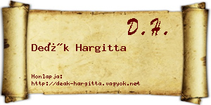 Deák Hargitta névjegykártya
